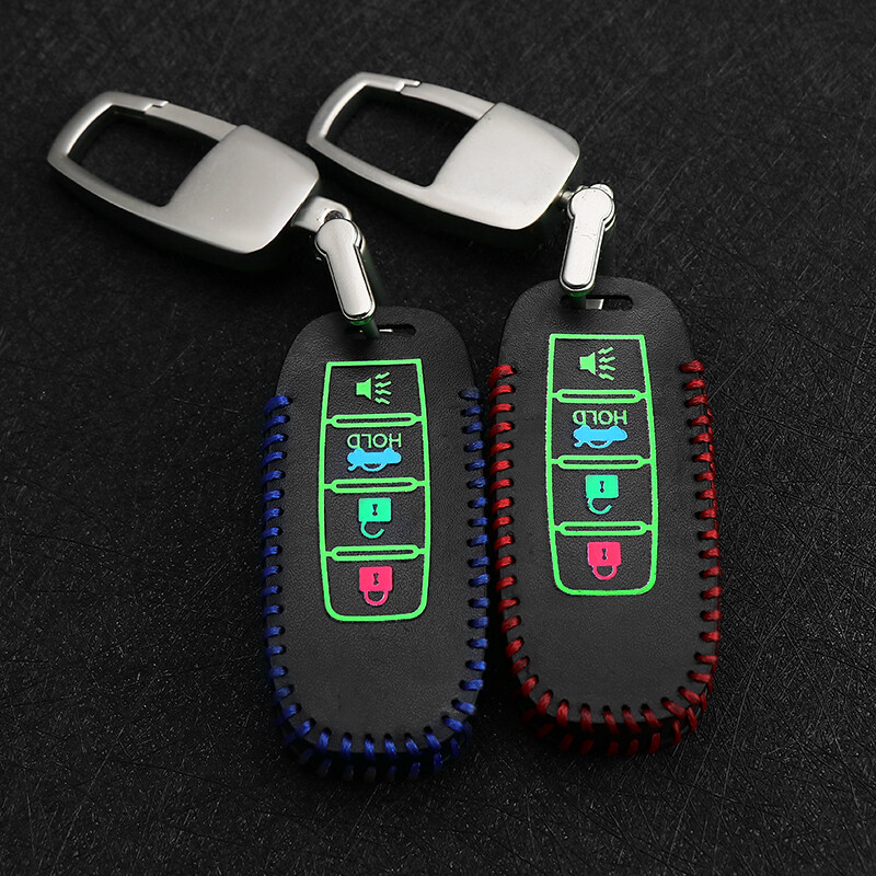 啟辰T90鑰匙包2018款東風(fēng)啟辰D60 T70真皮夜光保護(hù)汽車鑰匙套扣男 B款4鍵-藍(lán)色 電鍍扣 號碼牌