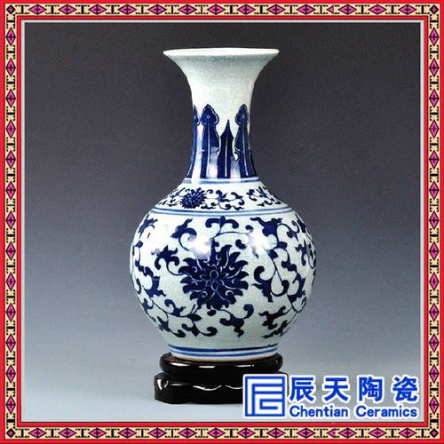 景德鎮陶瓷仿古青花瓷人物花瓶花插擺件 簡約時尚家居客廳工藝品