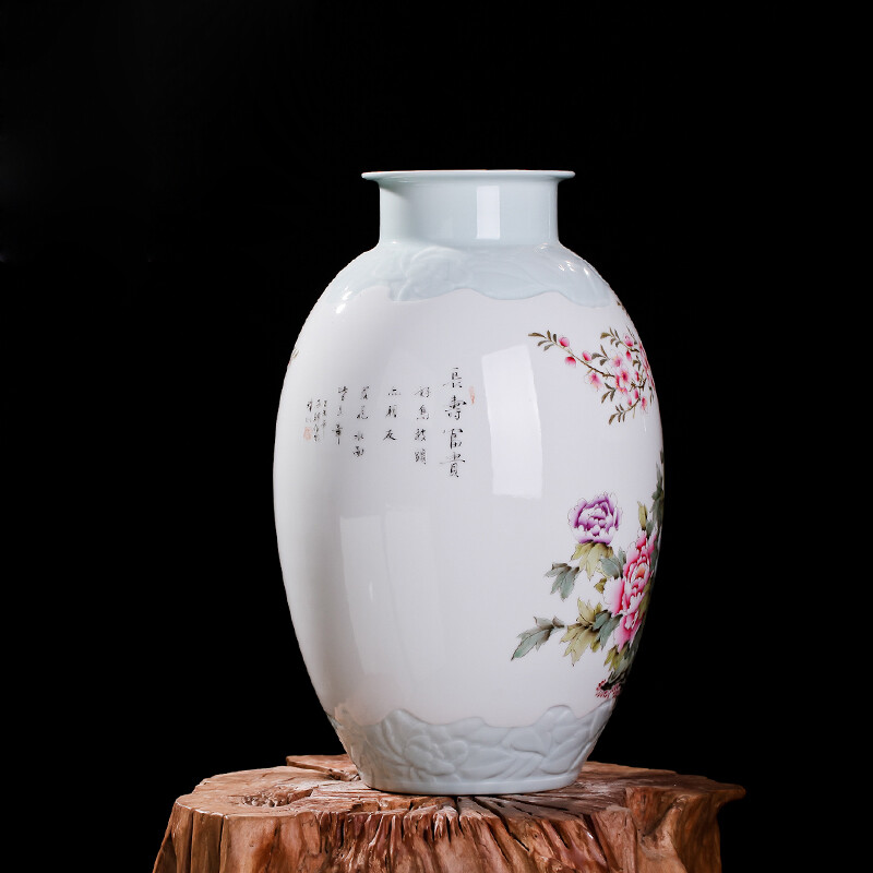 景德鎮(zhèn)全手工粉彩陶瓷 長壽富貴藝術(shù)仿古花瓶的收藏與饋贈價值